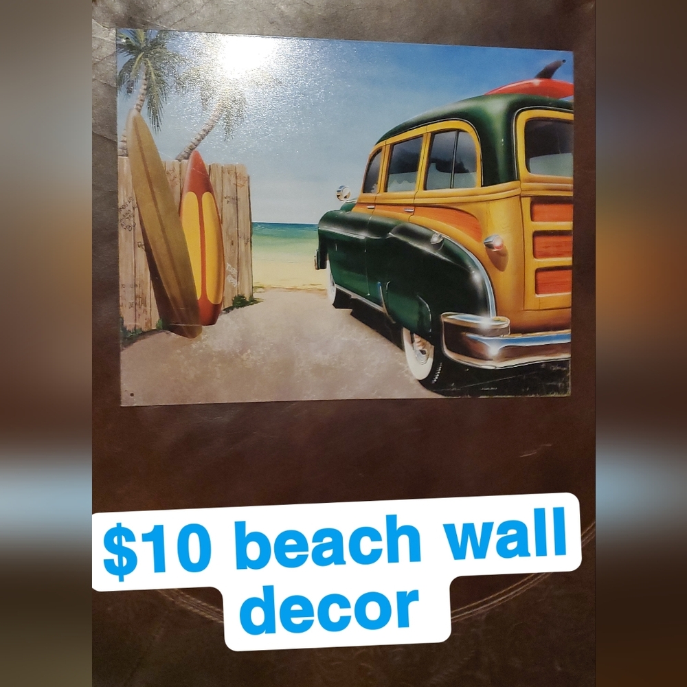 Vintage Beach Car Wall Art Decor